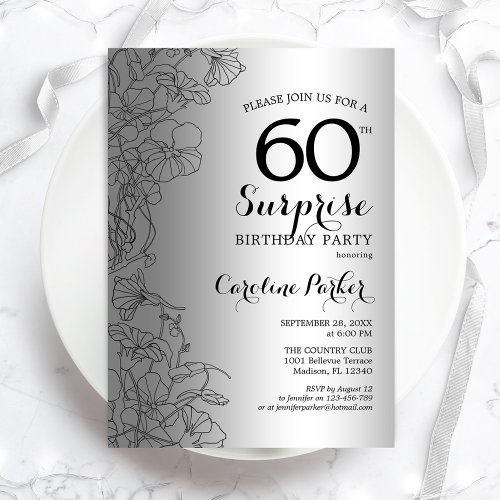 Silver Surprise 60th Birthday Party Invitation