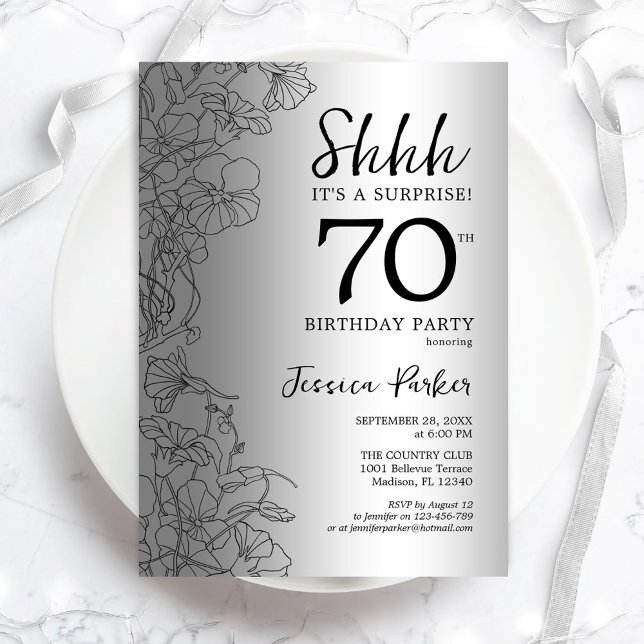 Silver Surprise 70th Birthday Invitation (Creator Uploaded)
