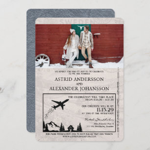Silver Sweden Passport Wedding Invitation