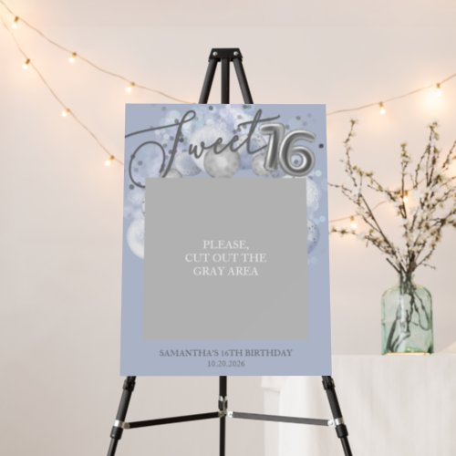 Silver Sweet 16 Balloons Photo Prop Dusty Blue Foa Foam Board