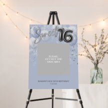 Silver Sweet 16 Balloons Photo Prop Dusty Blue