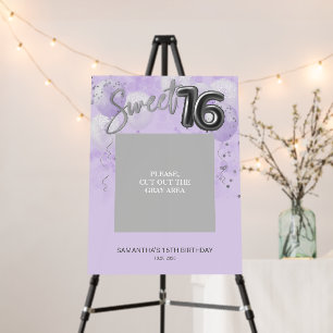 Silver Sweet 16 Balloons Photo Prop Lavender Foam Board