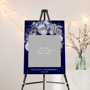 Silver Sweet 16 Balloons Photo Prop Royal Blue Foam Board