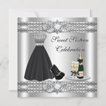Silver Sweet Sixteen Gown Invite by TreasureTheMoments at Zazzle