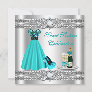 Silver Sweet Sixteen Gown Invite