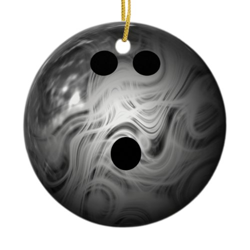 Silver Swirl Bowling Ball Ceramic Ornament