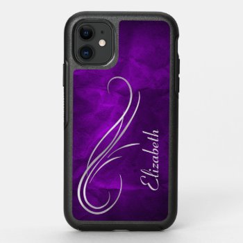 Silver Swirl On Royal Purple Otterbox Symmetry Iphone 11 Case by MegaCase at Zazzle