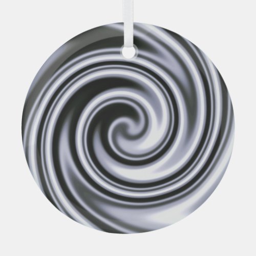 Silver Swirl Soft Focus Spiral Flow Glass Ornament