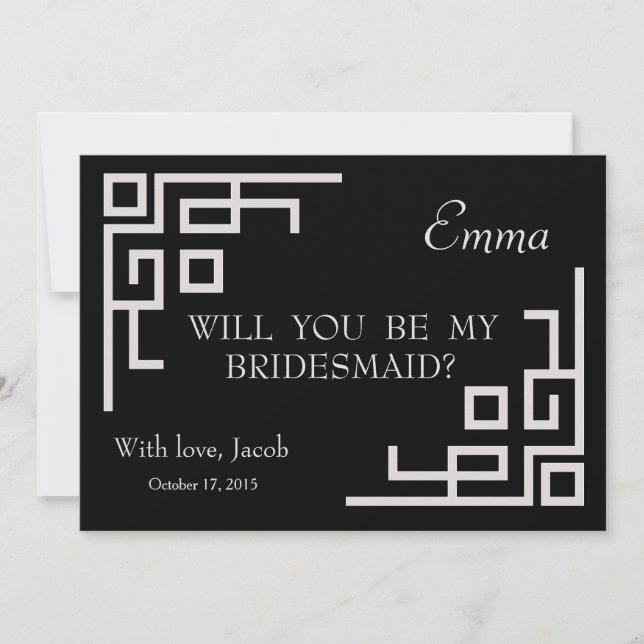 Silver Swirl Will You Be My Bridesmaid Invitation (Front)
