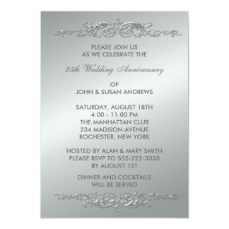 Silver Swirls 25th Wedding Anniversary Card