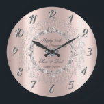 Silver Swirls Diamond 25th Wedding Anniversary Large Clock<br><div class="desc">Elegant silver diamonds wedding anniversary clock.</div>