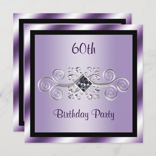 Silver Swirls  Diamond 60th Birthday Party Invitation