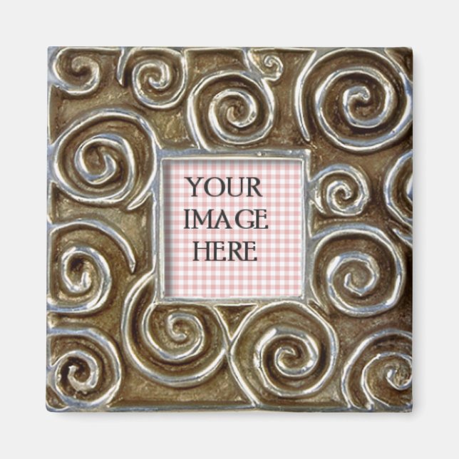 Silver Swirls Frame Template Magnet (Front)