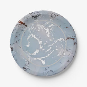 Silver Swirls With Blue Paper Plates