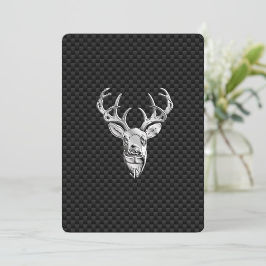 Silver Symbolic Deer on Carbon Fiber Style Print (Standing Front)