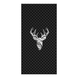 Silver Symbolic Deer on Carbon Fiber Style Print Card