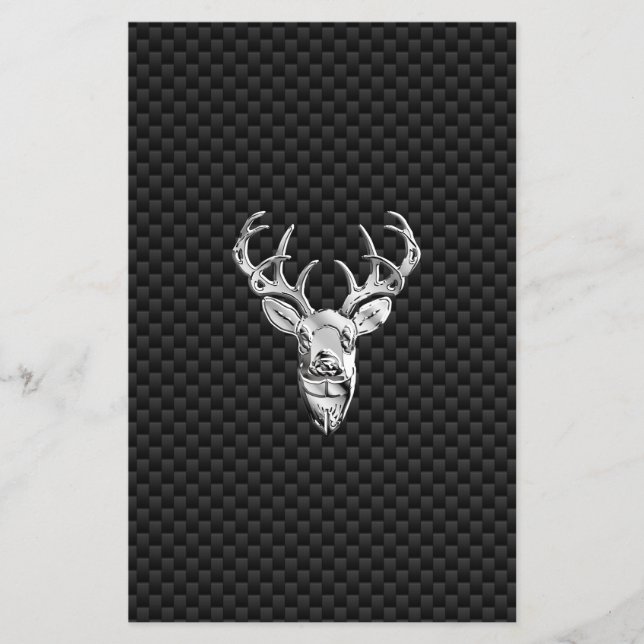 Silver Symbolic Deer on Carbon Fiber Style Print Flyer (Front)