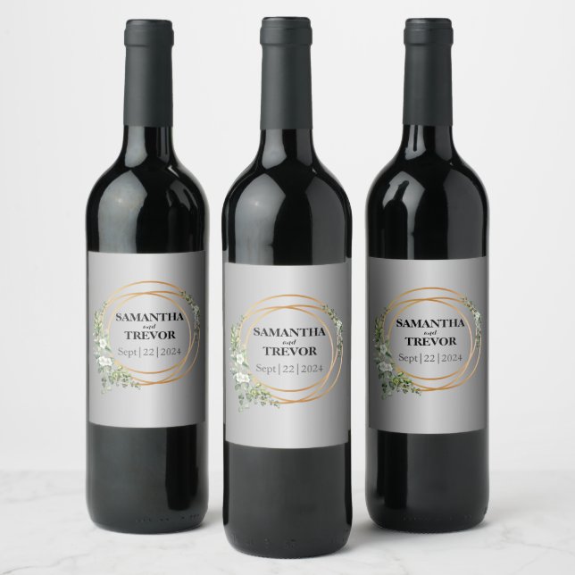 Silver Symphony: Where Green Meets Gold Wine Label (Bottles)