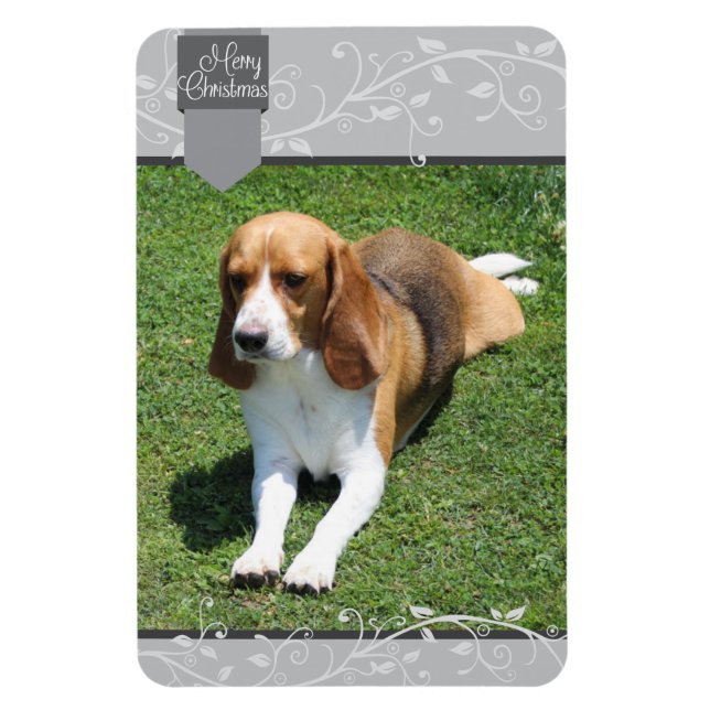 Silver Tab & Flourish Merry Christmas Magnet (Vertical)