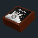 Silver Tabby Angel Cat Custom Name Gift Box<br><div class="desc">Makes a beautiful gift box, or use it as a trinket or jewelry box for the cat lover. Our Angel Cat has a halo and wings and is a Gray Tabby sitting on fluffy clouds in a starry night. Makes a unique and adorable gift for the cat lover! Put your...</div>