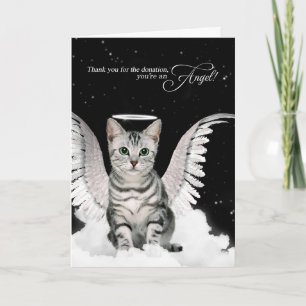 Silver Tabby Angel Cat Donation Thank You Card