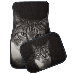 SILVER TABBY CAT CAR FLOOR MAT