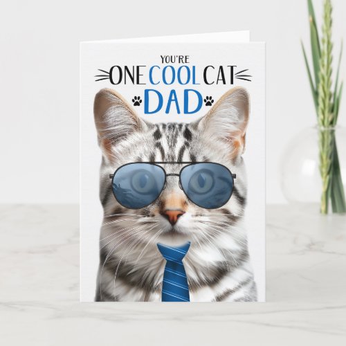 Silver Tabby Cat Fathers Day One Cool Cat Holiday Card