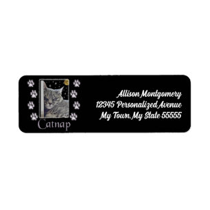 Silver Tabby Cat Lover Catnap Art Address Label