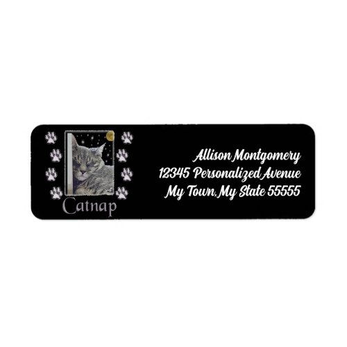 Silver Tabby Cat Lover Catnap Art Address Label