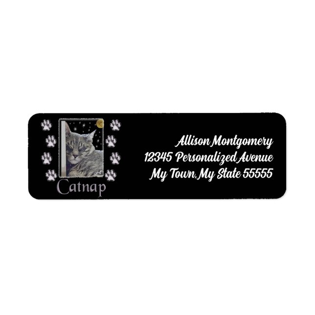 Silver Tabby Cat Lover Catnap Art Address Label (Front)