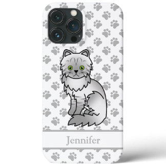 Silver Tabby Chinchilla Gray Persian Cat &amp; Name iPhone 13 Pro Max Case