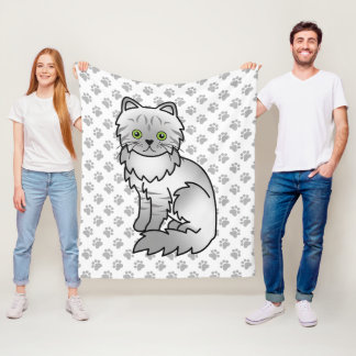 Silver Tabby Chinchilla Gray Persian Cat &amp; Paws Fleece Blanket
