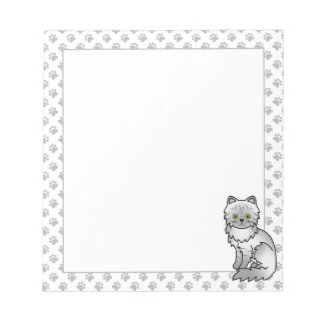 Silver Tabby Chinchilla Gray Persian Cat &amp; Paws Notepad