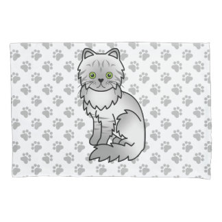 Silver Tabby Chinchilla Gray Persian Cat &amp; Paws Pillow Case
