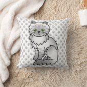 Silver Tabby Chinchilla Gray Persian Cat & Paws Throw Pillow (Blanket)