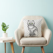 Silver Tabby Chinchilla Gray Persian Cat & Paws Throw Pillow (Chair)
