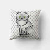 Silver Tabby Chinchilla Gray Persian Cat & Paws Throw Pillow (Back)
