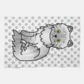 Silver Tabby Chinchilla Gray Persian Cute Cat Kitchen Towel (Horizontal)