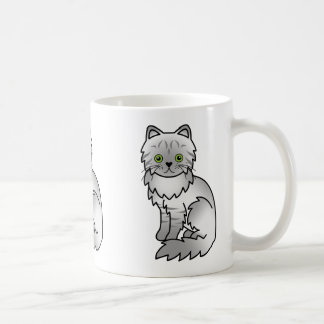 Silver Tabby Chinchilla Persian Cat Cartoon Art Coffee Mug