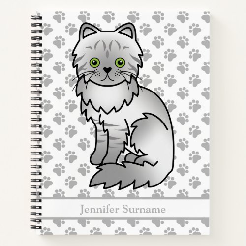 Silver Tabby Chinchilla Persian Cat  Custom Text Notebook