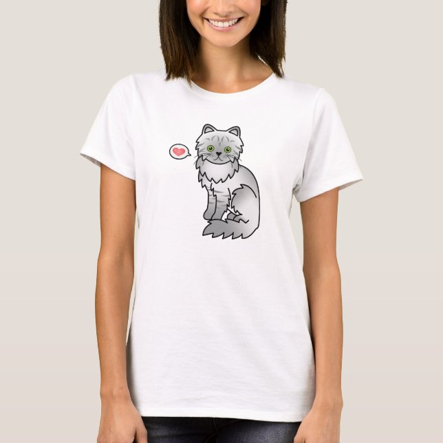 Silver Tabby Chinchilla Persian Cat Love T-Shirt (Front)