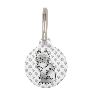 Silver Tabby Chinchilla Persian Cat &amp; Pet's Info Pet ID Tag