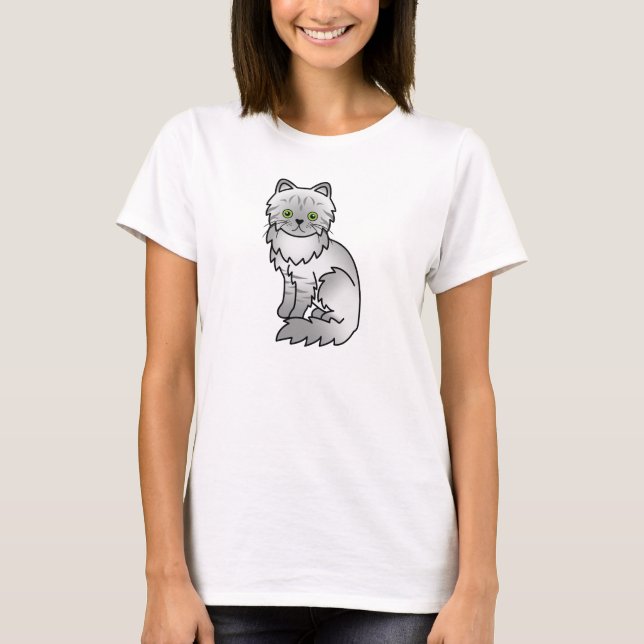 Silver Tabby Chinchilla Persian Cat T-Shirt (Front)