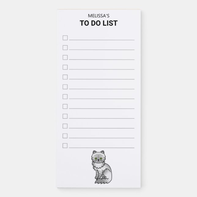 Silver Tabby Chinchilla Persian Cat To Do List Magnetic Notepad (Front)
