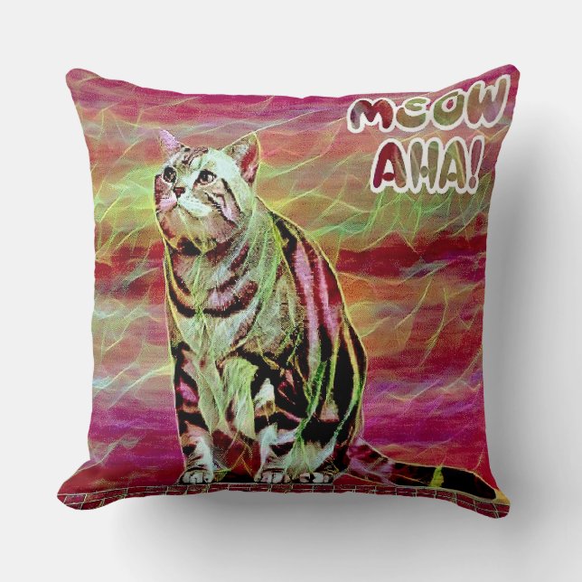 Silver Tabby Throw Pillow (Front)