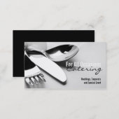 Silver Table Setting Catering Food Business Card (Front/Back)