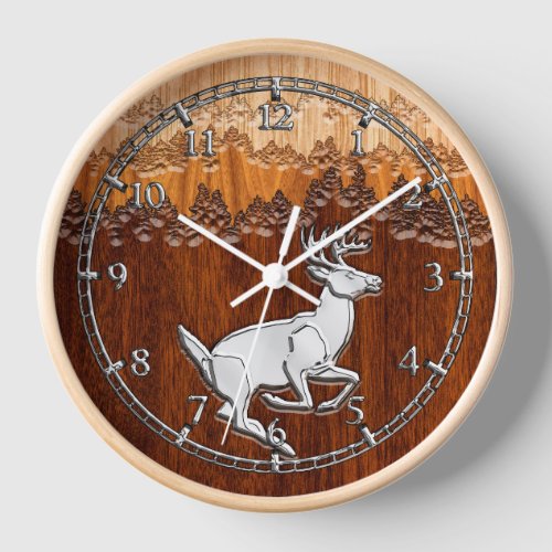 Silver Tail Buck Running Wild Clock