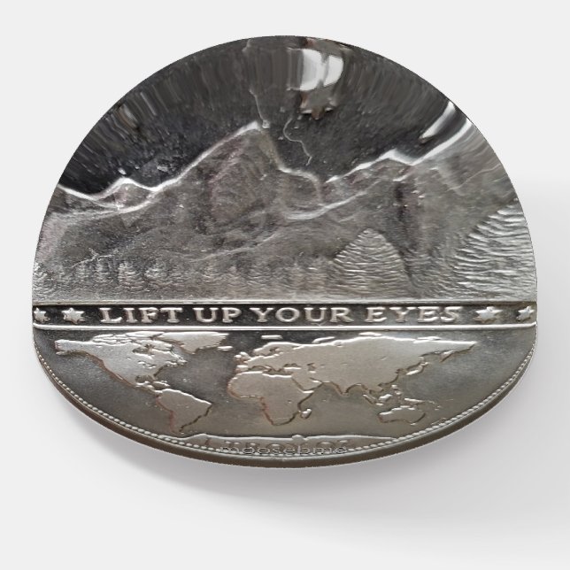 Silver Talent Ounce Round Paperweight (Angled)