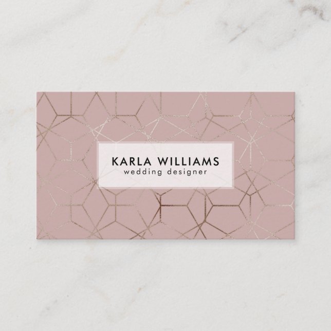 Silver & Tan geometric pattern Business Card (Front)