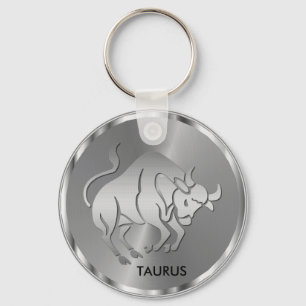 Silver Taurus ♉ the Bull - Zodiac Horoscope Keychain